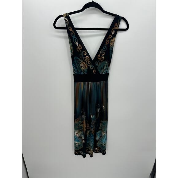 Y2K Babydoll Midi Dress Size 10 Vtg Dark Romantic Whimsigoth Forest Fairy Belt - Picture 1 of 7